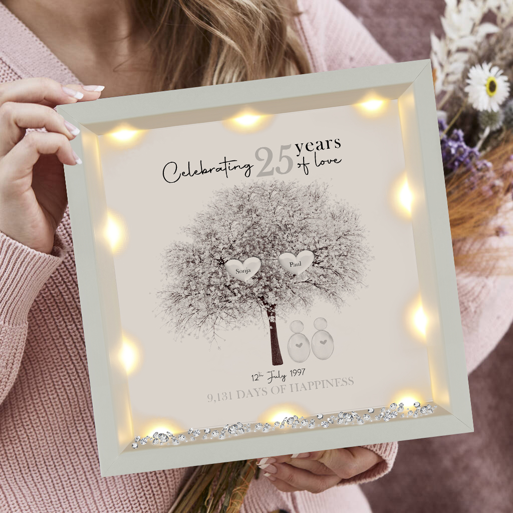 25th Wedding Anniversary Family Tree Framed Print Gift Pretty Creative Customs