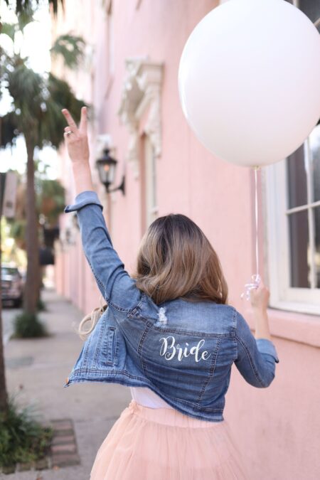 Wedding day denim jacket Bride iron on wifey leather jacket stickers bachelorette party wife jacket customizing clothing something Blue.