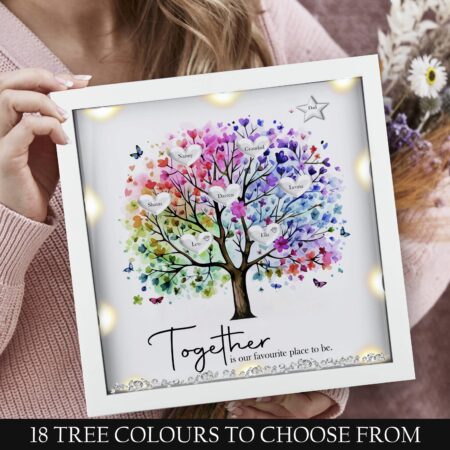 Personalised family tree framed print, Mothers day gift, Mums birthday, Nans birthday, Gifts for her, New home, LED light gift, mum gift
