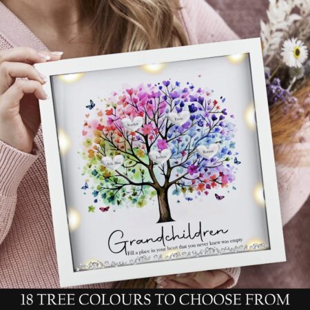 Personalised family tree, Grandchildren family tree gift, Mothers day, Mum birthday, Nans birthday, Gifts for her, LED light gift