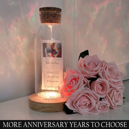 Personalised photo in a bottle, 60th Wedding anniversary Gift, Diamond wedding anniversary, Anniversary gift for her, message in a bottle