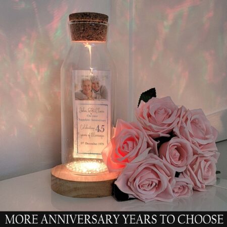 45th Wedding anniversary Gift, Personalised Sapphire wedding anniversary, Anniversary gift for her, message in a bottle gift for the couple