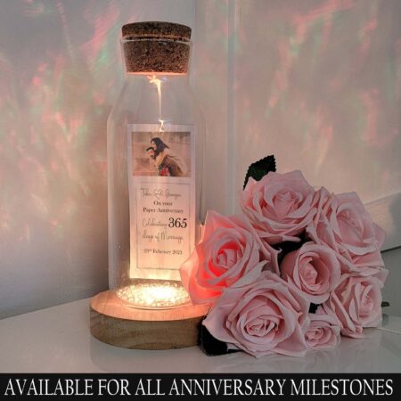 1st Wedding anniversary Gift, Personalised paper wedding anniversary, Anniversary gift for her, message in a bottle gift for the couple