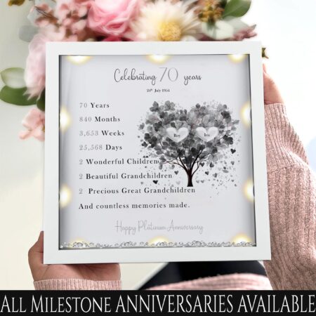 70th Wedding anniversary Gift | Family tree framed print | Platinum wedding anniversary gift | Wedding Gift | Anniversary milestone gift