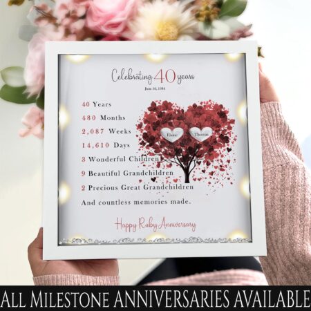 40th Wedding anniversary Gift | Family tree framed print | Ruby wedding anniversary gift | Wedding Gift | Anniversary milestone gift