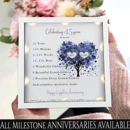 45th Wedding anniversary Gift | Family tree framed print | Sapphire wedding anniversary gift | Wedding Gift | Anniversary milestone gift