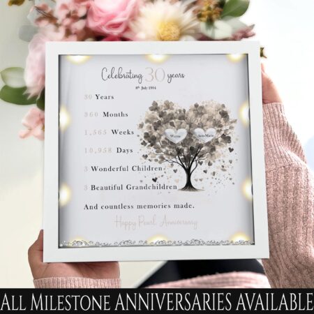 30th Wedding anniversary Gift | Family tree framed print | Pearl wedding anniversary gift | Wedding Gift | Anniversary milestone gift