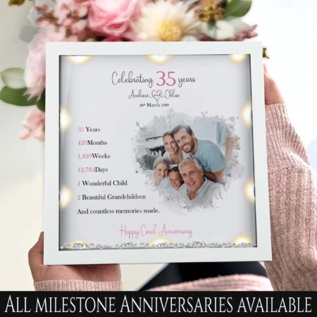 35th Wedding anniversary Gift, Coral wedding anniversary gift, personalised Anniversary photo frame, photo anniversary milestone gift