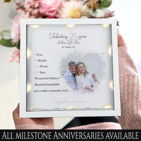 25th Wedding anniversary Gift, Silver wedding photo frame Wedding Gift, personalised Anniversary milestone gift