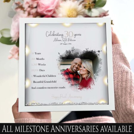 30th Wedding anniversary Gift, Pearl wedding anniversary gift, personalised anniversary photo frame, Anniversary milestone gift, couple gift
