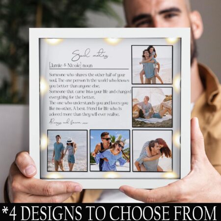 Personalised Couple Picture Collage Memorable Gift for Partner, Gift for Him, Gift for Her, Soulmate definition, Wedding Gift for Him Her