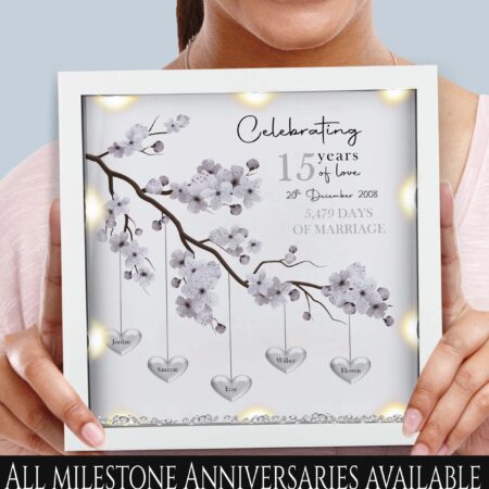 15th Wedding anniversary Gift | Family tree framed print | wedding anniversary gift | Wedding Gift | Anniversary milestone gift