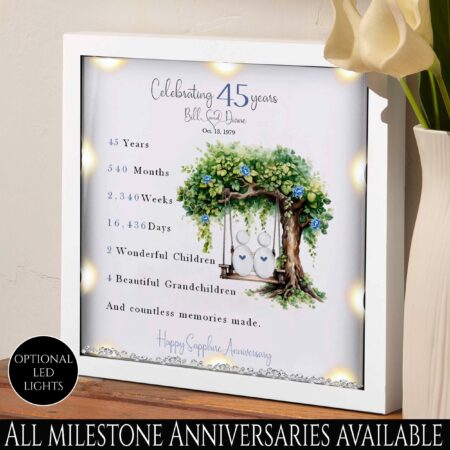45th Wedding anniversary Gift | Framed Anniversary Pebble Art Gift | Sapphire wedding anniversary gift | Wedding Gift | milestone gift