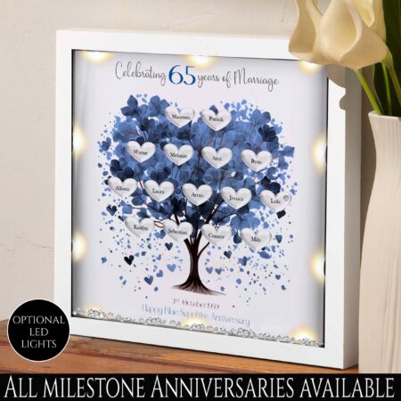 65th Wedding anniversary Gift | Family tree framed print | Sapphire wedding anniversary gift | Wedding Gift | Anniversary milestone gift