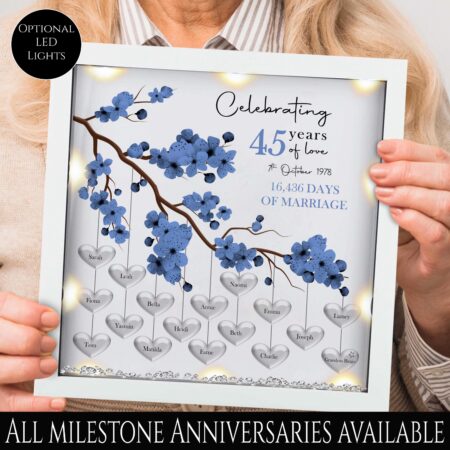 45th Wedding anniversary Gift Family tree framed print Sapphire wedding anniversary gift Wedding Gift Custom anniversary gift