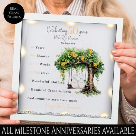 50th Wedding anniversary Gift | Framed Anniversary Pebble Art Gift | Golden wedding anniversary gift | Wedding Gift | milestone gift