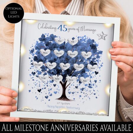 45th Wedding anniversary Gift | Family tree framed print | Sapphire wedding anniversary gift | Wedding Gift | Anniversary milestone gift