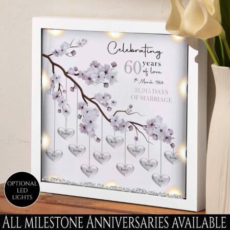 60th Wedding anniversary gift Family tree framed print Diamond wedding anniversary gift anniversary milestone gift personal anniversary