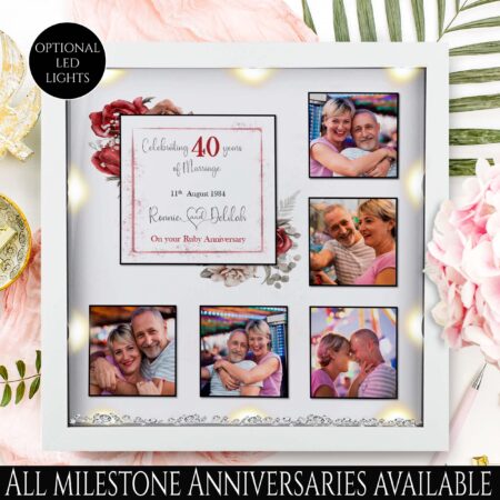 40th anniversary gift Ruby wedding anniversary gift for her 40th anniversary gift for him wedding gift 40th anniversary frame LED light gift