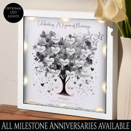 70th Wedding anniversary Gift | Family tree framed print | Platinum wedding anniversary gift | Wedding Gift | Anniversary milestone gift