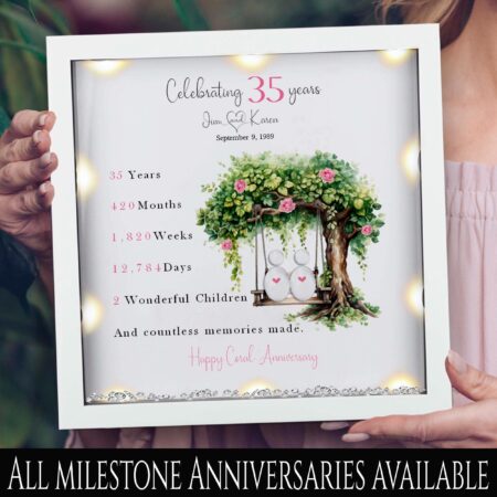 35th Wedding anniversary Gift | Framed Anniversary Pebble Art Gift | Coral wedding anniversary gift | Wedding Gift | milestone gift