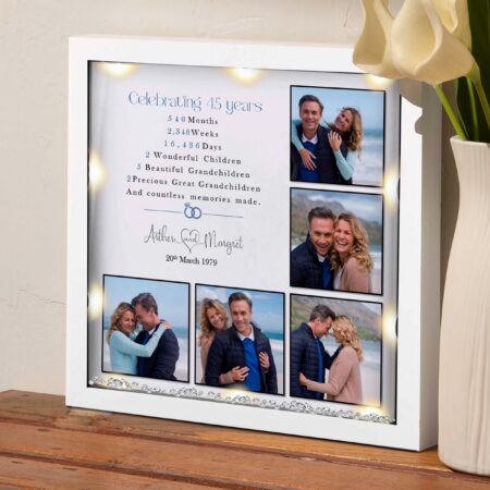 Personalised 45th Wedding Anniversary gift, Sapphire anniversary, Couples frame, Anniversary Milestone gift, LED light gift