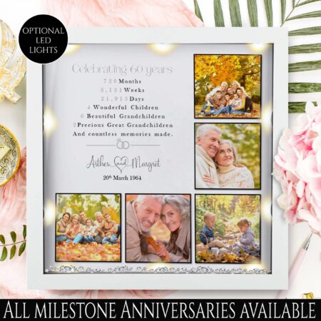 Personalised 60th Wedding Anniversary gift | Diamond anniversary | Couples frame | Anniversary Milestone gift