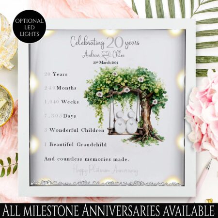 20th Wedding anniversary Gift | Framed Anniversary Pebble Art Gift | Platinum wedding anniversary gift | Wedding Gift | milestone gift