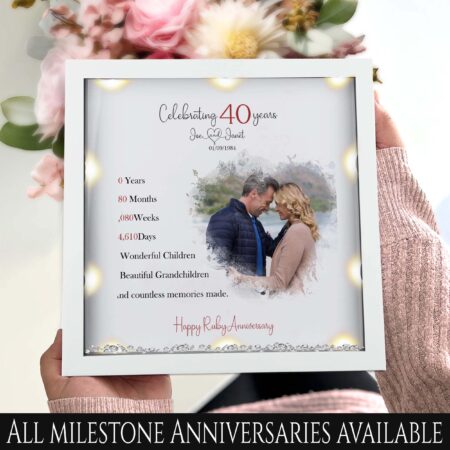40th Wedding anniversary Gift, Ruby wedding anniversary gift, personalised anniversary photo frame, Anniversary milestone gift, couple photo
