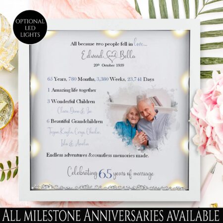 Personalised 65th wedding anniversary gift, Sapphire wedding anniversary gift, anniversary gift, couples gift, gift for her