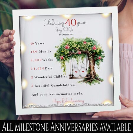 40th Wedding anniversary Gift | Framed Anniversary Pebble Art Gift | Ruby wedding anniversary gift | Wedding Gift | Anniversary milestone