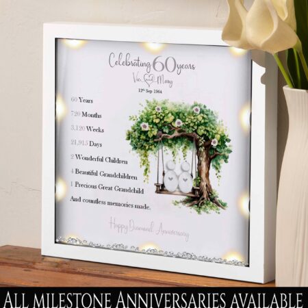 60th Wedding anniversary Gift personalized Framed Anniversary Pebble Art Gift Diamond wedding anniversary gift Wedding Gift couple gift