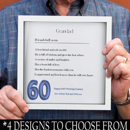Grandad birthday gift 50th 55th 60th 65th 70th 75th 80th 85th 90th ANY AGE Birthday Gift, Gift for Grandad, Grandad Meaning Definition Frame