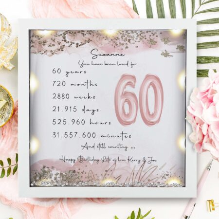 60th Birthday gifts for women Personalised Birthday gift Mum birthday gift 60th Milestone birthday frame Gifts for her