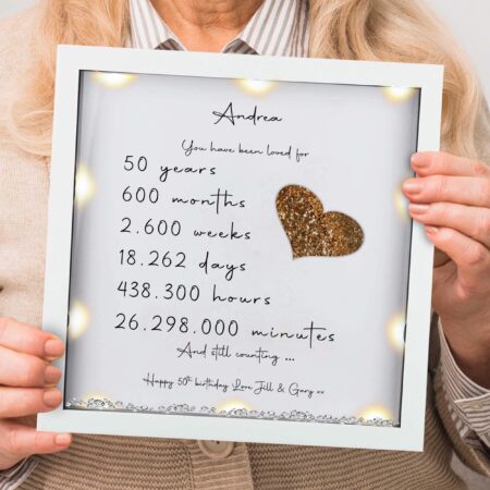 50th Birthday gifts for women Personalised Birthday gift Mum birthday gift 50th Milestone birthday frame Gifts for her