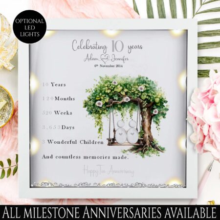10th Wedding anniversary Gift | Framed Anniversary Pebble Art Gift | Tin anniversary gift | Wedding Gift | Anniversary milestone gift