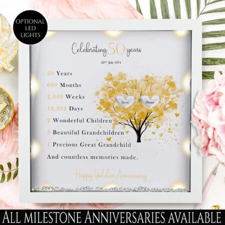 50th Wedding anniversary Gift | Family tree framed print | Golden wedding anniversary gift | Wedding Gift | Anniversary milestone gift