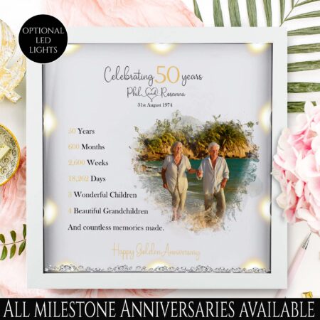 50th Wedding anniversary Gift, Golden wedding anniversary gift, Anniversary photo frame, Anniversary milestone gift, couples gift,