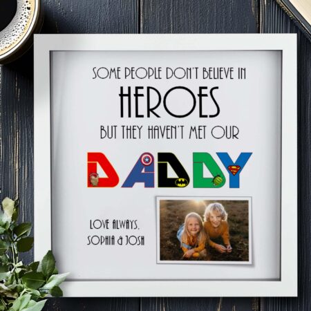 Personalised Christmas Gift for Daddy, daddy Superhero prints, personalised Gifts for Dad comic book prints for Daddy family photo gift