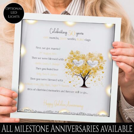50th Wedding anniversary Gift | Family tree framed print | Golden wedding anniversary gift | Wedding Gift | Anniversary milestone gift