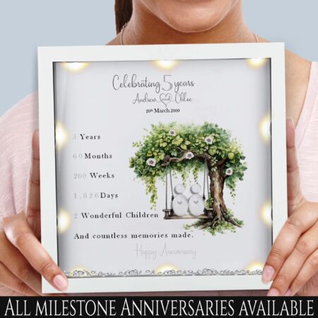 5th Wedding anniversary Gift | Framed Anniversary Pebble Art Gift | Wood anniversary gift | Wedding Gift | Anniversary milestone gift