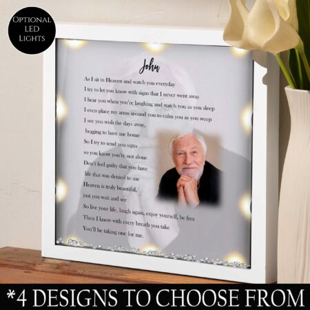 Memorial gift photo frame As I sit in heaven Remembrance gift, bereavement keepsake, in Sympathy gift, Bereavement photo frame, LED light