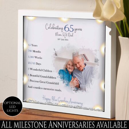65th Wedding anniversary Gift, Family tree framed print, Sapphire wedding anniversary gift, Wedding Gift, Anniversary milestone gift