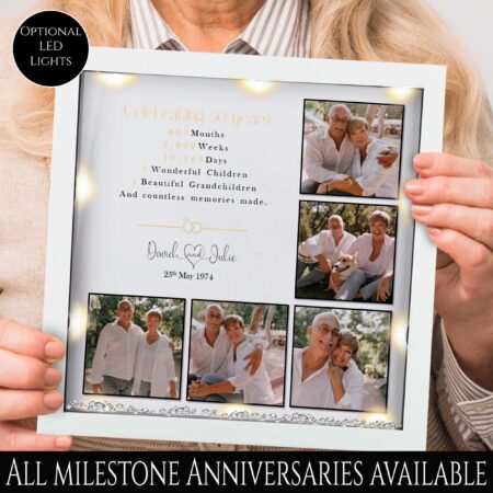 50th anniversary gift gold wedding anniversary gift for her 50th anniversary gift for him wedding gift family tree frame LED light
