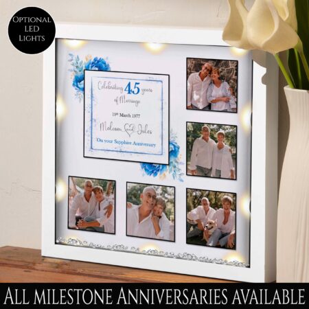 45th anniversary gift Sapphire wedding anniversary gift for her for him wedding gift family tree frame LED light Custom anniversary gift