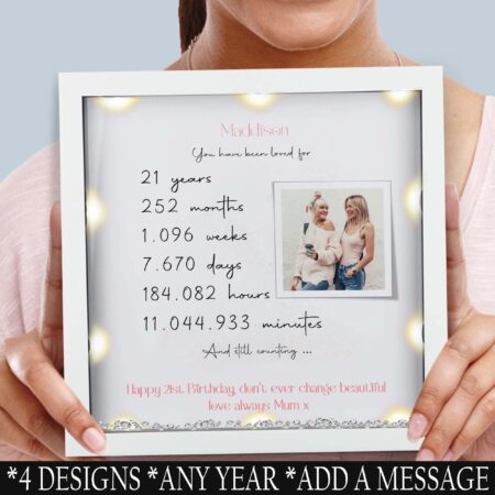 21st Birthday girl gift Personalised Birthday gift Daughter birthday gift 18th 21st 40th 50th 60th birthday frame Granddaughter Gift for her